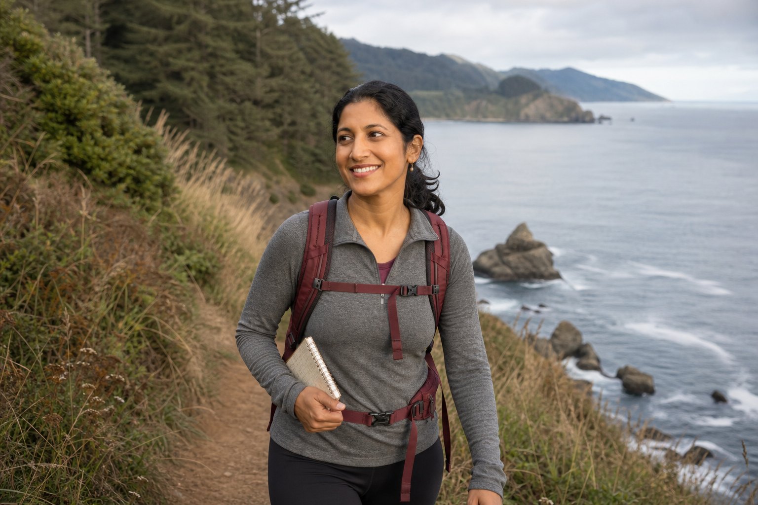 Dr. Anita Sharma off duty — hiking the oregon coast trail