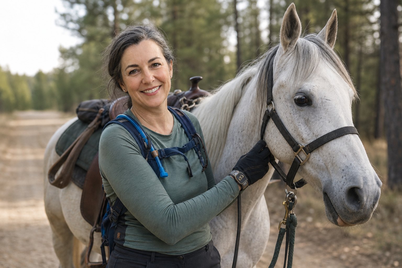 Catherine Moreau-Blake off duty — endurance riding