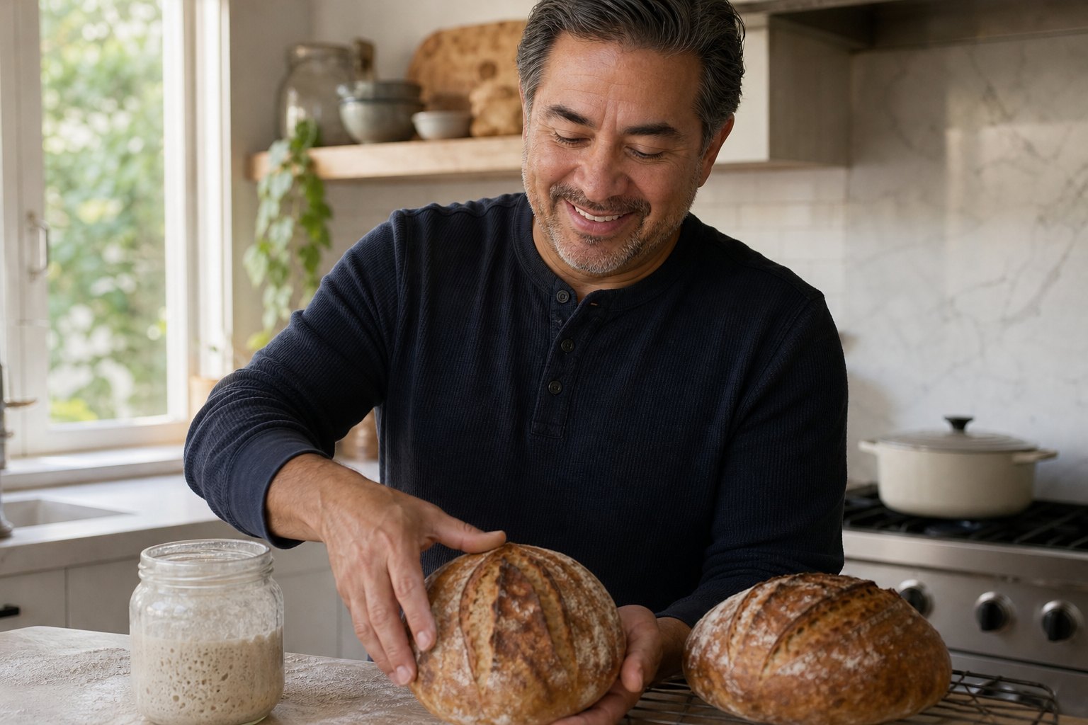 Daniel Reyes off duty — baking sourdough