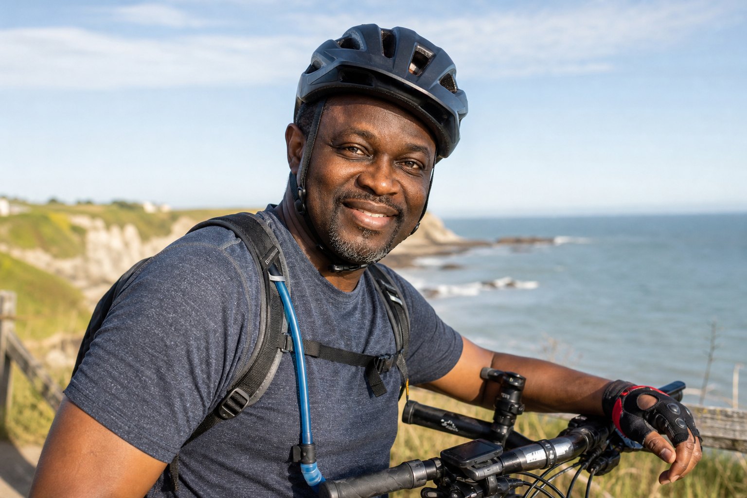 Dr. Samuel Osei off duty — long-distance cycling